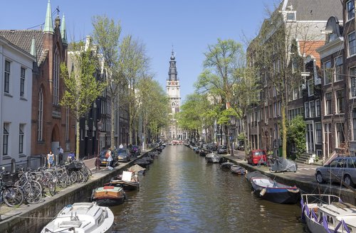 Amsterdamas,  Kanalas,  Kanalas,  Nyderlandai,  Olandija,  Architektūra,  Turizmas,  Miestas,  Kelionė,  Horizontali,  Miesto Kraštovaizdis
