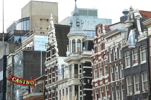 Amsterdamas, Namai, Kazino, Miestas, Holland, Architektūra, Olandų, Miesto Panorama