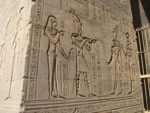 Senovės, Egiptas, Edfu, Šventykla, Hieroglifai, Drožyba