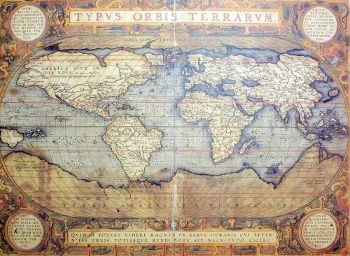 Senovinis Žemėlapis, Jūrinis Figūra, Rankomis Dažytos