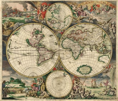 Žemėlapis,  Pasaulis,  Senas,  Senovės,  Vintage,  Fonas,  Tapetai,  Senovės Pasaulio Žemėlapis Nuo 1689 M