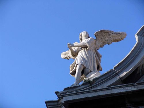 Angelas, Skulptūra, Pastatas, Architektūra, Istoriškai, Bažnyčia, Fasadas, Figūra, Paminklas, Venecija, Italy