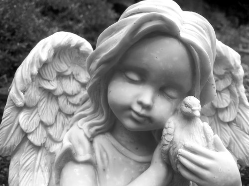 Angel,  Statula,  Veidas,  Vaikas,  Memorial,  Dove,  Sparnai