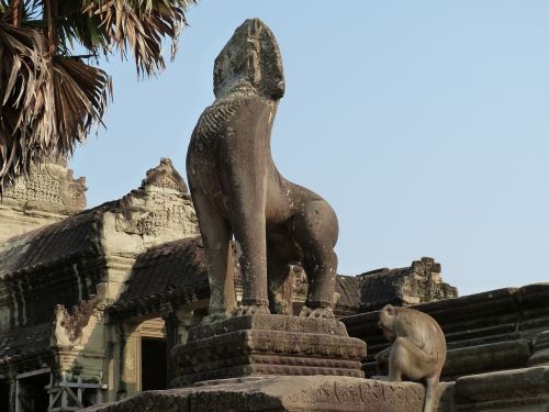 Angkor, Angkor Wat, Kambodža, Šventykla, Asija, Šventyklos Kompleksas, Istoriškai, Architektūra, Unesco, Pasaulinis Paveldas, Unesco Pasaulio Paveldas, Siem Grižti, Figūra, Skulptūra, Beždžionė