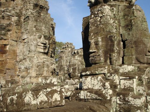 Angkor, Angkor Wat, Kambodža, Senas, Šventykla, Sugadinti, Religija, Ramus, Pasaulinis Paveldas, Pasibaigė, Džiunglės, Veidas, Veidai, Skulptūra, Išmintis, Ramus, Ramybė, Taikus, Zen