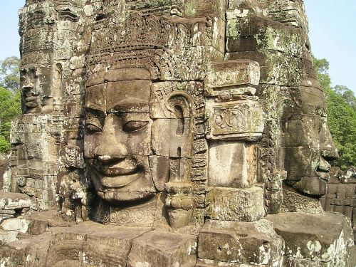 Angkor, Wat, Kambodža, Veidas, Akmens Masažuoklis, Akmuo, Šventykla, Į Pietryčius, Asija, Taip, Statula