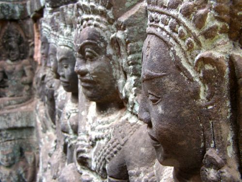 Angkor Wat, Kambodža, Khmer, Palengvėjimas, Biustas, Statula, Asija, Kelionė, Senovinis, Siem Grižti, Bayon