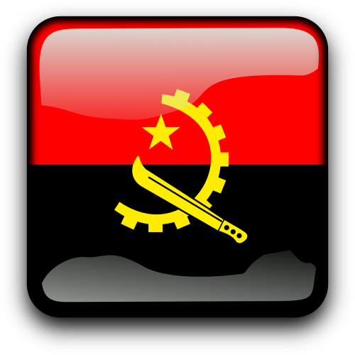Angola, Vėliava, Šalis, Tautybė, Kvadratas, Mygtukas, Blizgus, Nemokama Vektorinė Grafika