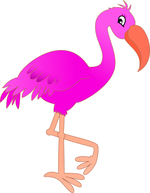 Gyvūnas, Paukštis, Animacinis Filmas, Flamingo, Rožinis, Nemokama Vektorinė Grafika