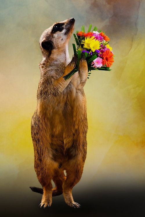Gyvūnas,  Meerkat,  Puokštė,  Ačiū,  Meilė,  Gėlės,  Duoti,  Motinos Diena,  Valentino Diena,  Gimtadienis,  Atsiprašau,  Sveikiname,  Sveikinimas,  Gėlių,  Pasveikti Greičiau,  Sveiki