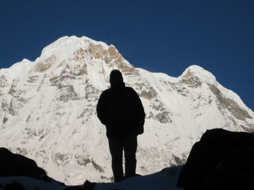 Annapurna, Himalajus, Nepalas, Kalnai, Žygiai, Pasivaikščiojimas, Keliautojas, Siluetas, Kelionė, Kalnas, 8000, Aukštas, Sniego Kalnas