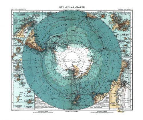 Antarctica, Žemėlapis, Senas, 1912, Plakato Menas, Piešimas, Meno, Pasaulis