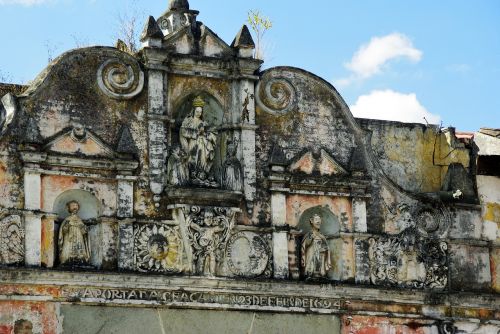 Antigua, Gvatemala, Sugadinti, Bažnyčia, Žemės Drebėjimas, Statulos, Frontonas