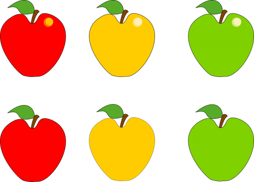 Obuolys, Vaisiai, Žalias, Geltona, Raudona, Nemokama Vektorinė Grafika