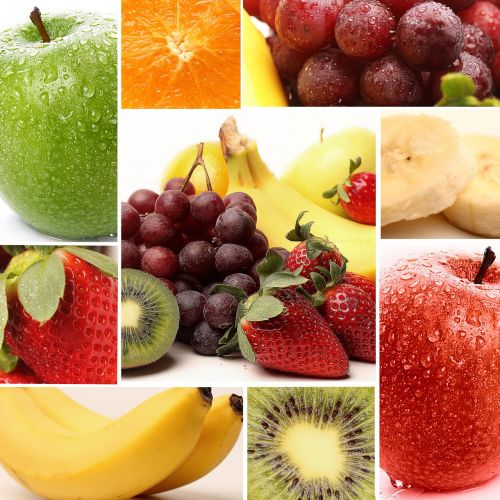 Obuolys, Oranžinė, Banannen, Kivi, Vynuogės, Braškės, Vaisiai, Sveikas, Mityba, Koliažas, Vitaminai