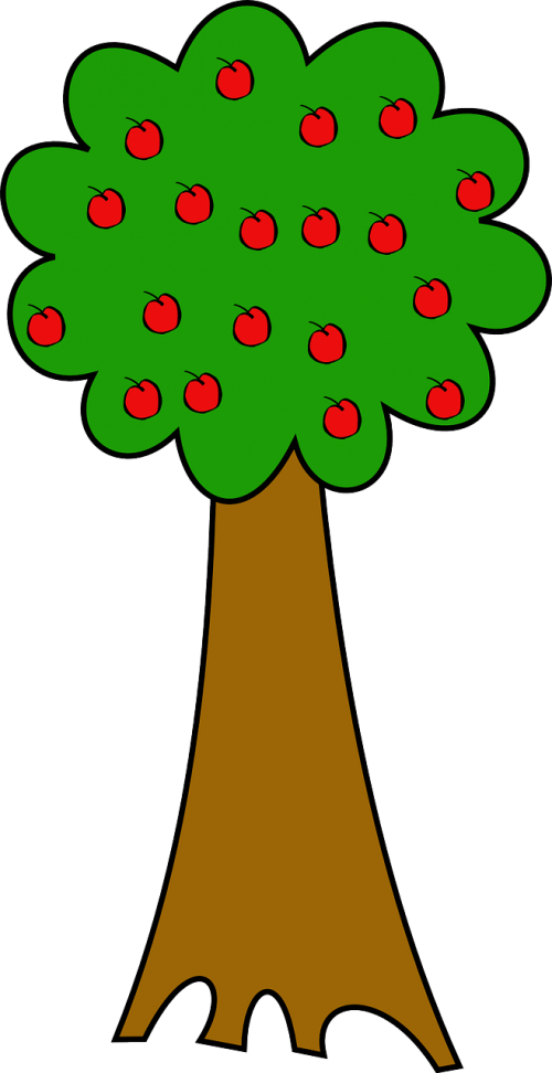 Obuolių Medis, Medis, Bagažinė, Ruda, Derlius, Nemokama Vektorinė Grafika