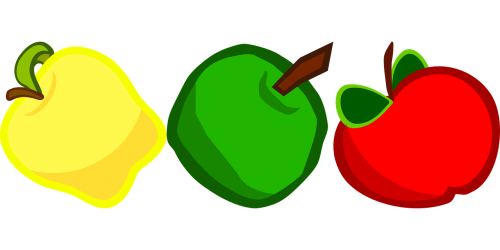Obuoliai, Vaisiai, Vitaminai, Raudona, Žalias, Geltona, Nemokama Vektorinė Grafika