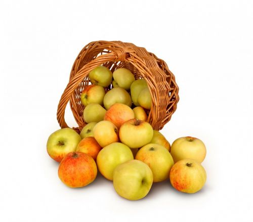 Obuoliai, Krepšelis, Izoliuotas, Fonas, Pasėlių, Vaisiai, Maistas, Natūralus