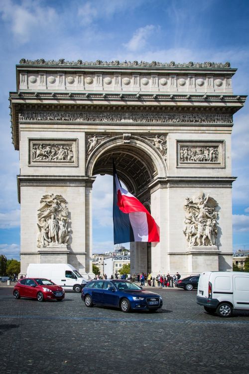 Triumfo Arka, Paris, Vėliava, Patriotizmas, France, Architektūra, Didelis Miestas, Lankytinos Vietos