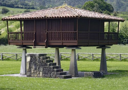 Architektūra, Aš Horreo, Asturias, Ispanija, Žalias, Pastatas, Mediena, Pegollos, Izoliuotas