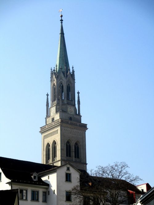 Architektūra, Šv. Laurenzeno Bažnyčia, Bokštas, Spire, St Gallen, Šveicarija