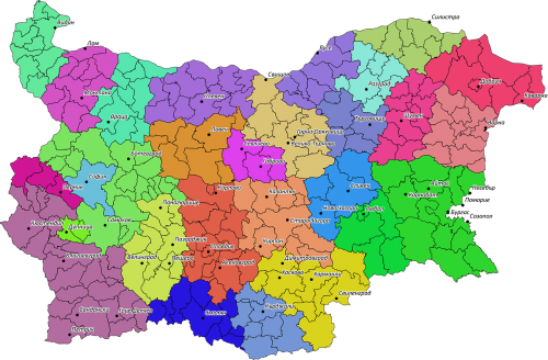 Sritys, Bulgarija, Žemėlapis, Miestai