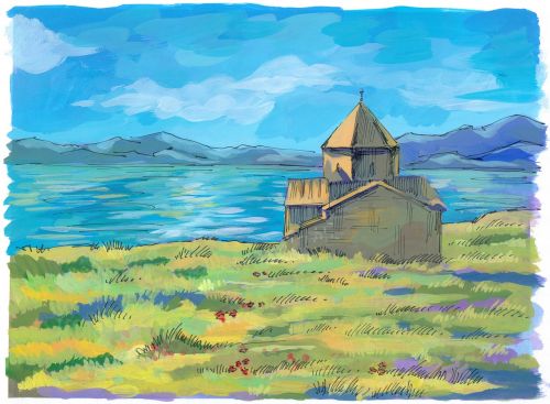Armėnija, Sevan Ežeras, Bažnyčia, Armėnijos Apaštališkoji Bažnyčia, Ežeras, Kraštovaizdis, Ortodoksų Bažnyčia