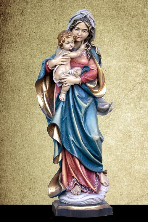 Art Statula,  Marija Su Kūdikėliu Jėzumi,  Šventoji Figūra - Aukso,  Statula,  Krikščionybė,  Dievo Motina,  Mergelė Marija