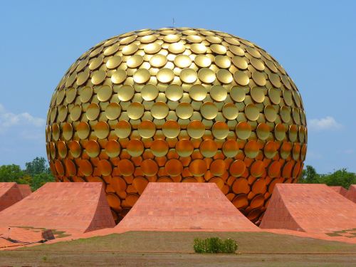 Ashramas, Matri Mandiras, Auksas, Auksinis Kupolas, Auroville, Pondichery, Aurobindo Ashramas