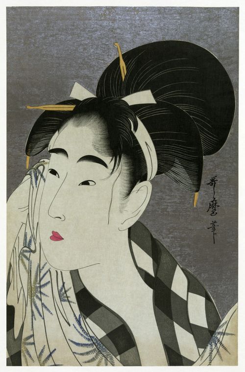 Azijos Mergaitė, Asija, Moteris, Plaukai, Šukuosenos, Veidas, Piešimas, Ase O Fuku Onna, 1798, Kitagawa Utamaro