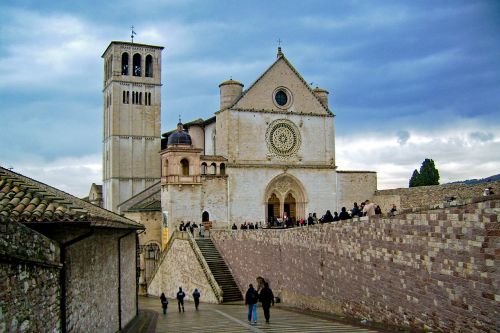 Assisi, St Francis, Bazilika St Francis, Perugia, Umbria, Italy, Rožinis Akmuo, Franciscans, St Francis Kapas, Italų Gotikinė, Romaneškos Architektūros, Viduramžių, Paminklas