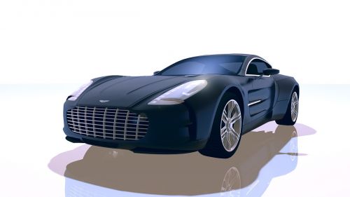 Aston, Martinas, Vienas-77, Sportinė Mašina, Automatinis, Automobilis, Kontūras, Metalinis, Saulės Atspindžiai, Šešėlis, Salė, Betono Siena, Vienspalvis, 3D, 3D Modelis, Kompiuterinė Grafika, Mašina, 3D Vizualizacija, Atvaizdavimas, Aston Martin, Britų Automobiliai