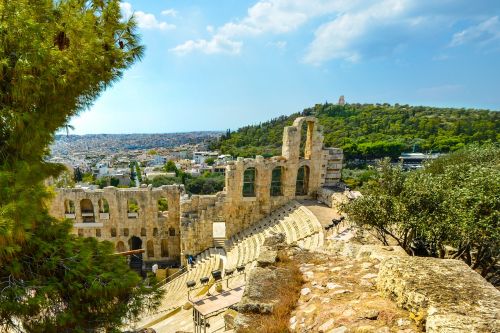 Atėnas, Akropolis, Senovės, Teatras, Partenonas, Graikija, Graikų Kalba, Vaizdas, Kalnas, Kelionė, Aegean
