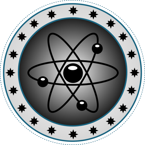 Atomas, Branduolinė, Mygtukas, Emblema, Nemokama Vektorinė Grafika