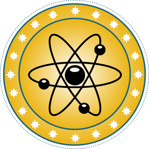 Atomas, Branduolinė, Mygtukas, Emblema, Nemokama Vektorinė Grafika