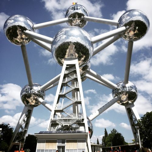 Atomium Brussel, Briuselis, Atomas, Paminklas, Šiuolaikiška, Menas, Stiklas, Sidabras, Metail