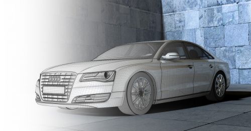 Audi, A8, Sportinė Mašina, Automobiliai, Automobilis, Kontūras, Metalinis, Šešėlis, Akmeninė Siena, Vienspalvis, 3D, 3D Modelis, Kompiuterinė Grafika, Mašina, 3D Vizualizacija, Atvaizdavimas, Baigti, Vokiečių Dizainas, Automobilio Dizainas
