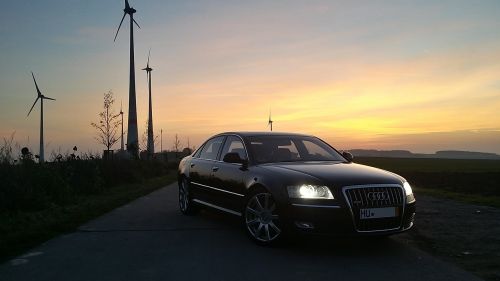 Audi, Automatinis, A8, Automobiliai, Juoda, Vakaras, Saulėlydis, Prabanga, Vokiečių