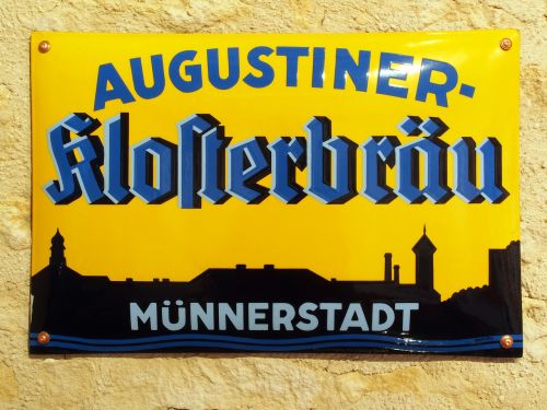 Augustiner Klosterbräu,  Münnerstadt,  Reklama,  Ženklas,  Emalio,  Alus,  Plokštė