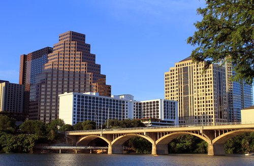 Austin,  Texas,  Skyline,  Tiltas,  Ežeras,  Lady Bird Ežeras,  Kongresų Avenue Tiltas