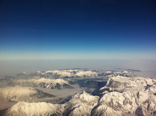 Austria, Lėktuvas, Dangus, Kalnai, Žemė