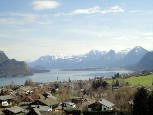 Austria, Ežeras Wolfgang, Kalnai, Dangus, Debesys, Vieta, Ežeras, Vanduo, St Wolfgang, Vaizdas, Panorama