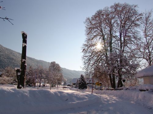 Austria, Ossiacher See, Žiemos Peizažas