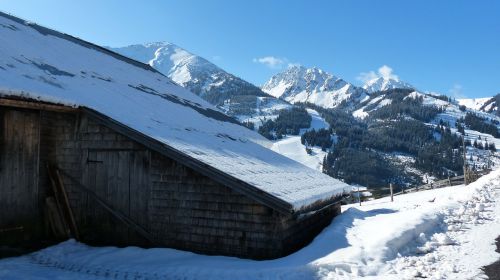Austria, Tyrol, Tannheimertal, Ronenspitze, Ponten, Bschiesser, Žiema