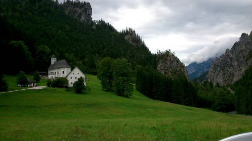 Austria, Bažnyčia, Vaizdas, Kalnai, Medžiai, Žygis