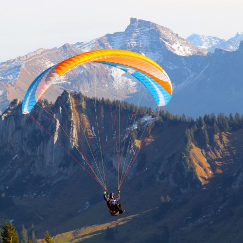 Austria, Vorarlbergas, Beau, Specialus Stogas, Ruduo, Paragleris, Oro Sportas, Spalva, Alpių, Kalnai, Mėlynas, Skristi, Paragliding, Sportas