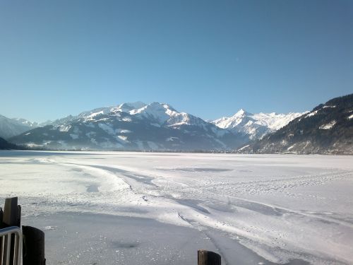 Austria, Zell Am See, Sniegas, Žiema, Ežeras, Kalnai, Kraštovaizdis, Gamta, Sušaldyta, Pėdsakai