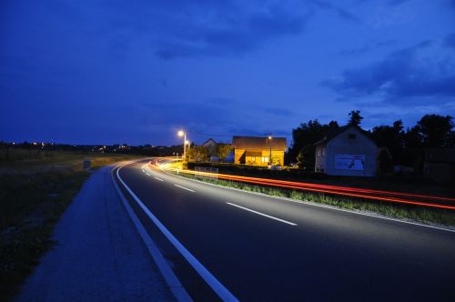 Automatinis, Naktis, Žibintai, Kelias, Tamsi, Transporto Priemonė, Apakinti, Tracer, Dangus, Prožektorius, Taillights, Judėjimas