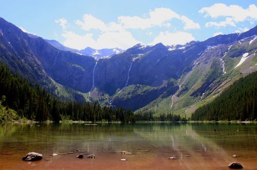 Lavinų Ežeras, Kraštovaizdis, Atspindys, Vaizdingas, Kalnai, Panorama, Piko, Vanduo, Ledynas Nacionalinis Parkas, Montana, Usa, Debesys, Dykuma, Panorama, Gamta, Sniegas, Ramus, Taikus