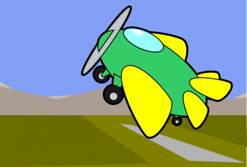 Aviatorius, Lėktuvas, Orlaivis, Skraidantis, Lėktuvas, Animacinis Filmas, Žalias, Geltona, Nemokama Vektorinė Grafika